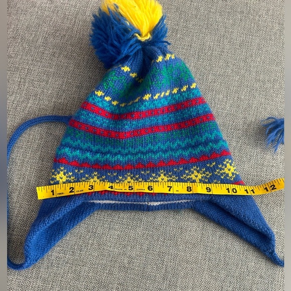 Vintage Marceau Sports 100% Wool Beanie Hat Pompom Blue - Picture 7 of 10
